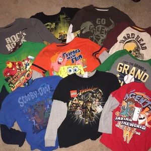 Lot of 10 boys size 7 long sleeve graphic tops